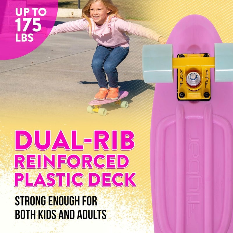 Flybar 22 Inch Kids Skateboard – Mini Cruiser Skateboards for Kids Ages 6-12, Outdoor Toys, Lightweight, Durable, Non-Slip Deck, ABEC-7 Bearings, Holds up to 175 lbs - Image 4